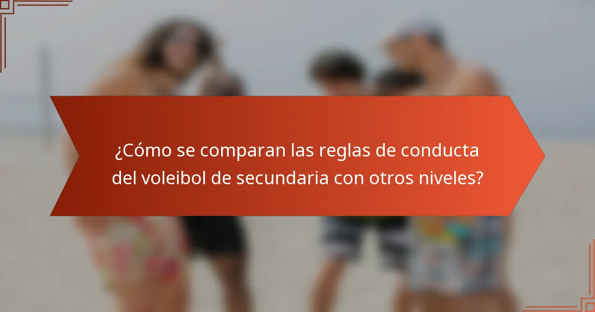 ¿Cómo se comparan las reglas de conducta del voleibol de secundaria con otros niveles?