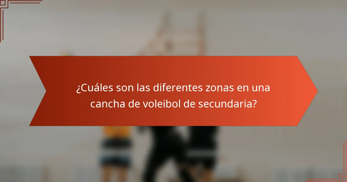 ¿Cuáles son las diferentes zonas en una cancha de voleibol de secundaria?